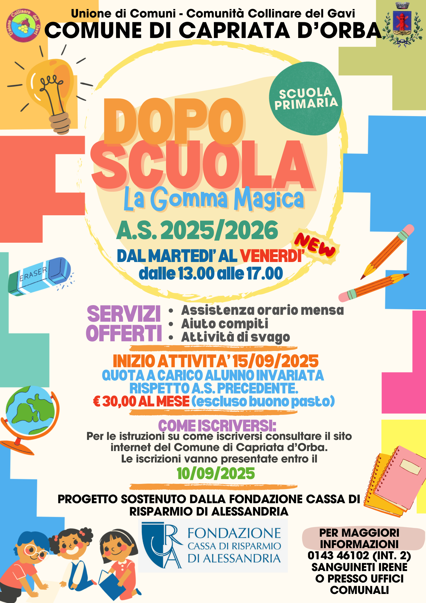 ISTRUZIONI OPERATIVE SERVIZIO DI DOPOSCUOLA “LA GOMMA MAGICA”